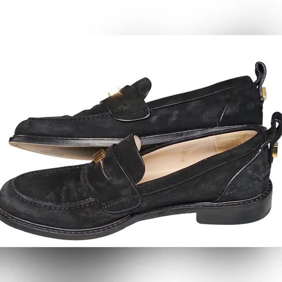 Stuart Weitzman Black Suede Loafers YW 40650 Size 8 - Picture 3 of 9